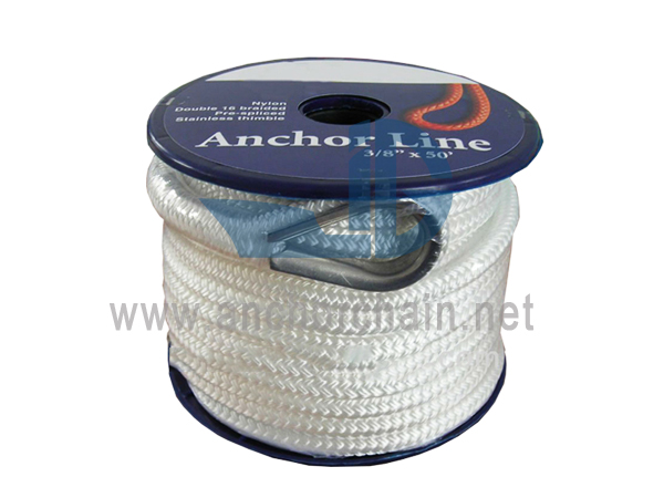 Nylon duplafonatos horgonykötél Ss316 gyűszűvel